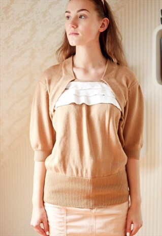LIGHT BROWN SHORT SLEEVE JUMPER