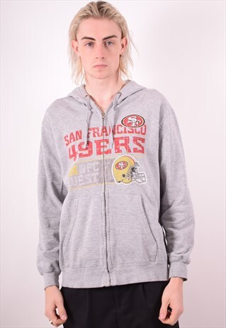 MENS VINTAGE NFL SF 49 ERS HOODIE JACKET LARGE GREY 90S
