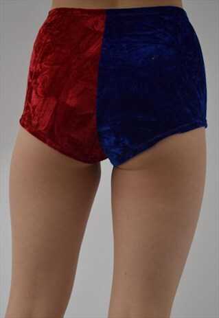BOODWAH HALLOWEEN COSTUME HARLEY QUINN SHORTS IN RED BLUE