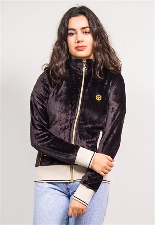 VINTAGE 90'S BLACK VELOUR SERGIO TACCHINI TRACKSUIT JACKET
