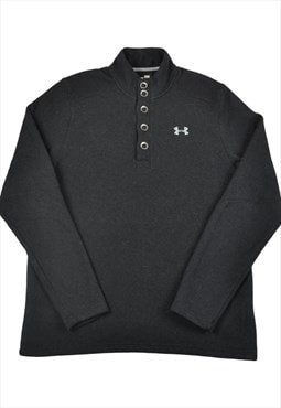 Vintage Under Armour Button Up Sweatshirt Dark Grey Large
