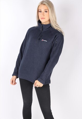 VINTAGE BERGHAUS FLEECE JUMPER 1/4 OUTDOORS M 10 12 SLIM 90S