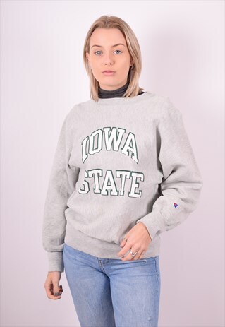CHAMPION WOMENS VINTAGE SWEATSHIRT JUMPER MEDIUM GREY 90S