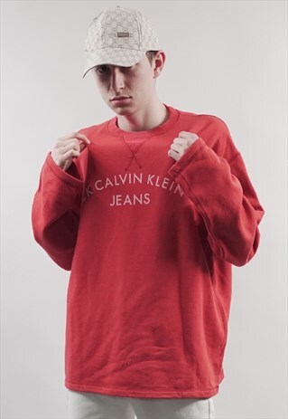 VINTAGE 90'S CALVIN KLEIN JEANS RED SWEATSHIRT