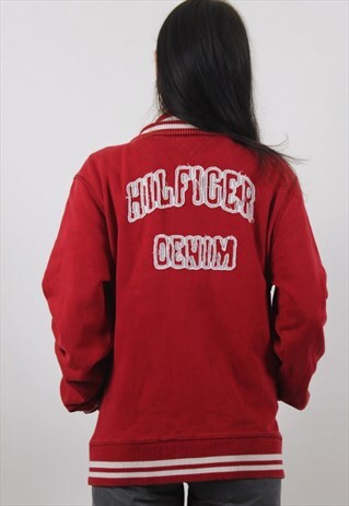 VINTAGE RED TOMMY HILFIGER ZIP UP JUMPER/JACKET