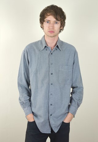 90S VINTAGE GREY LONG SLEEVE FLANNEL SHIRT