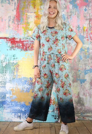 DIP DYE FLOWER CROP PANTS & BOX TOP CO-ORDINATES