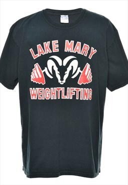 Vintage Gildan Lake Mary Weightlifting Printed T-shirt - L