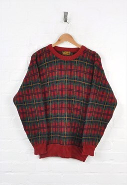 Vintage Eddie Bauer Knitted Jumper Retro Pattern Red/Green S