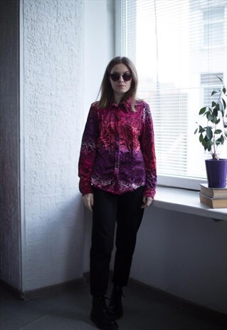 VINTAGE 70'S MULTICOLOUR PATTERNED VELVET SHIRT