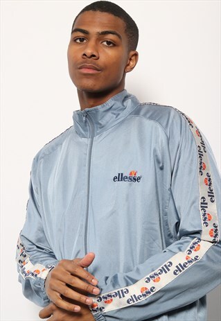 VINTAGE ELLESSE TAPE LOGO TRACK TOP JACKET BLUE