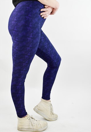 VINTAGE 90S NIKE SHINY CRAZY PRINT LEGGINGS UK 14