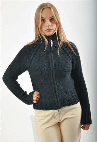 VINTAGE WRANGLER KNITWEAR CARDIGAN IN BLACK