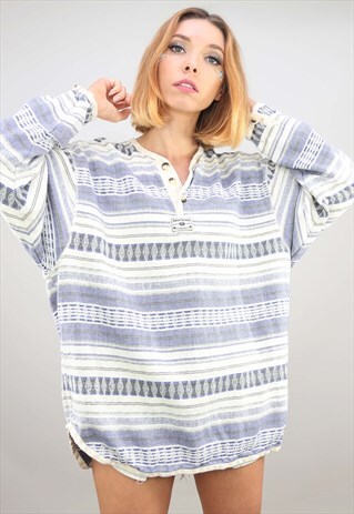 VINTAGE OVERSIZED LONG SLEEVE PATTERNED T-SHIRT SWEATSHIRT