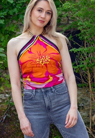 VINTAGE 90'S GOLD CHAIN HALTER TOP