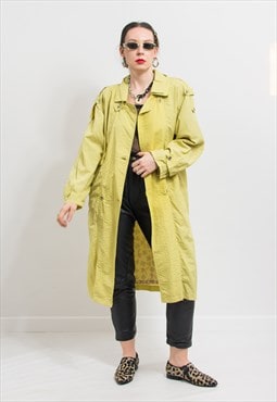 Vintage 80's light trench coat in lime yellow