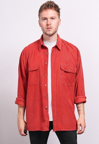 VINTAGE CORDUROY CORD SHIRT RED