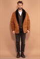 Vintage 80's Men Shearling Coat in Brown