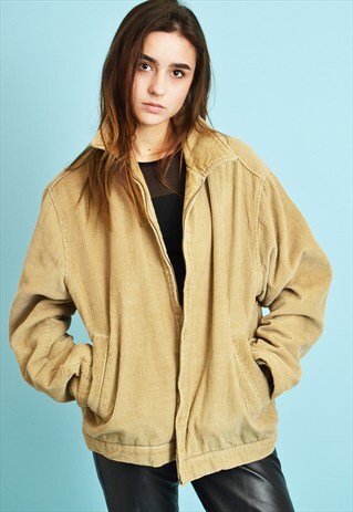VINTAGE 90'S RETRO SCANDI CORDUROY NEUTRAL JACKET
