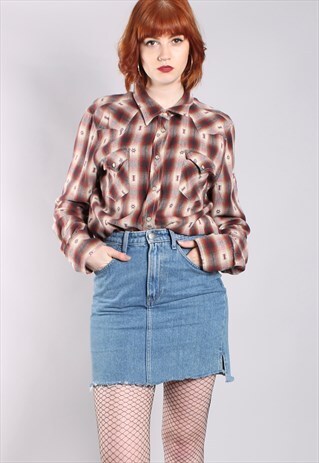 VINTAGE 90S RALPH LAUREN FLANNEL CHECK WESTERN SHIRT