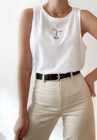 ONE LINE DRAWING EMBROIDERED T-SHIRT