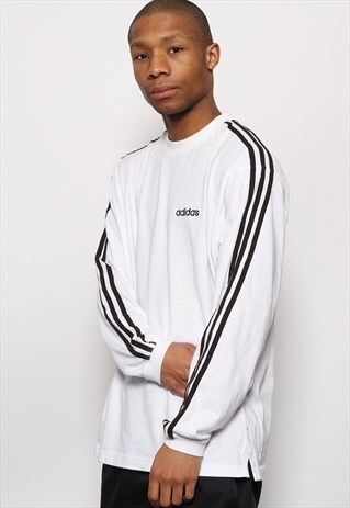 VINTAGE ADIDAS LOGO LONG SLEEVE T-SHIRT WHITE