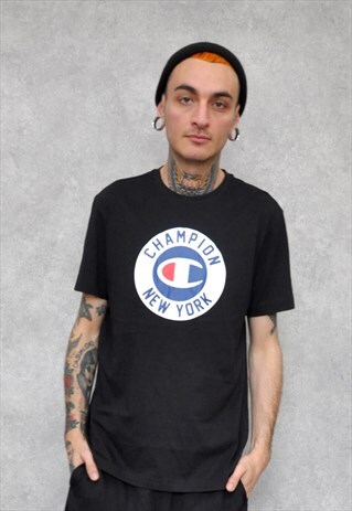 BLACK NEW YORK CHAMPION T-SHIRT