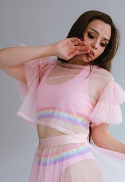 Pink tulle top