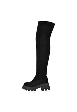 Black Over The Knee Stretch Boots  1 review