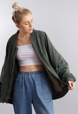 VINTAGE OVERSIZED SILK BOMBER JACKET Z518