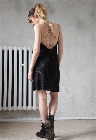 VINTAGE Y2K HALLOWEEN PARTY SHINNY SLIP DRESS