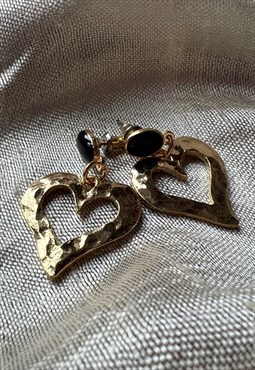 Vintage Earrings Heart Gold 