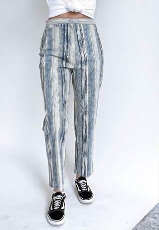 VINTAGE 90S STRAGIHT FIT BRUSH STRIPE HIGHWAIST TROUSERS S