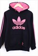 Vintage Adidas Hoodie Black Pink Striped With Chest Logo 90s