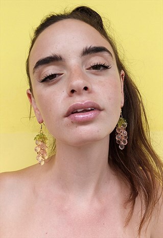 BEADED GRAPE EARRINGS