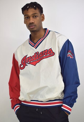 VINTAGE 90S PUMA INDIANS RED BLUE WHITE SWEATSHIRT