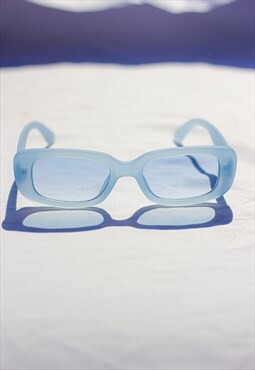 Baby Blue Rounded Rectangle 90s Look Sunglasses