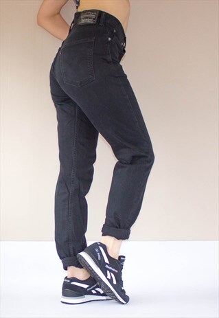 VINTAGE BLACK STRAIGHT FIT STRETCH JEANS