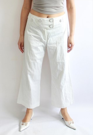 Y2K WHITE PINSTRIPED TROUSERS