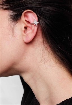 CZ Star Ear Cuff Earring Women Sterling Silver 