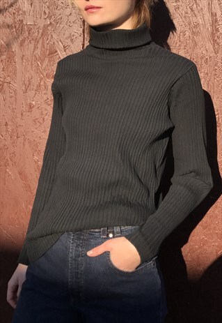 90S COTTON RIBBED TURTLENECK TOP