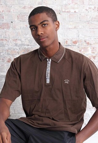 VINTAGE PAUL AND SHARK LOGO POLO BROWN