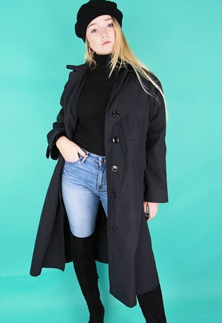 BLACK FAUX FUR LINED MAC COAT