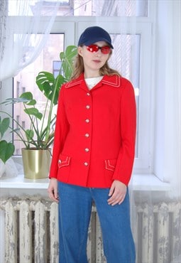 Vintage 80's glam suit tailored retro funky blazer in red