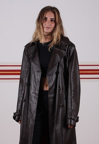 BROWN LEATHER DUSTER COAT