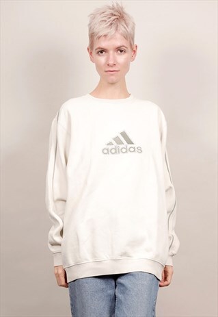 VINTAGE 90'S ADIDAS LOGO OFF-WHITE SWEATSHIRT