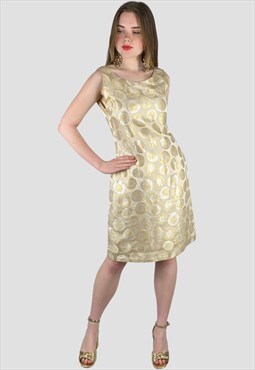 60's Vintage Gold Lurex Sleeveless Shift Evening Dress