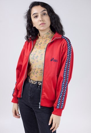 VINTAGE ASICS 90'S RED SPORTS JACKET