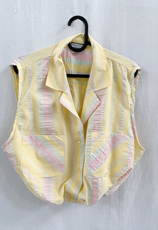 VINTAGE 80S REWORKED CANDY STRIPED BOHEME BLOUSE CROP TOP