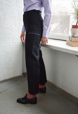 Vintage Black Cargo Soft Cotton Trousers